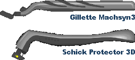 Gillette Machsyn3 and Schick Protector 3D
